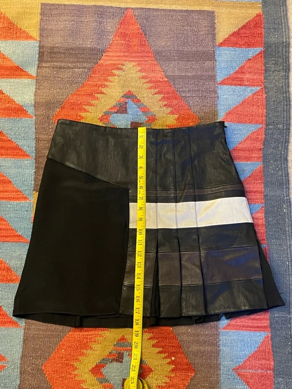 Philip Lim Black Brown Leather Pleated Skirt